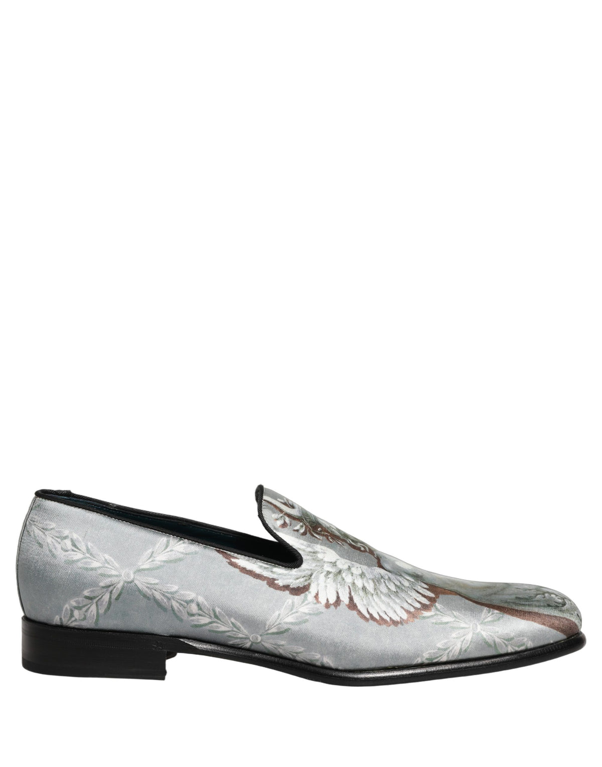 Gray Baroque Angel Velvet Men Loafers Shoes