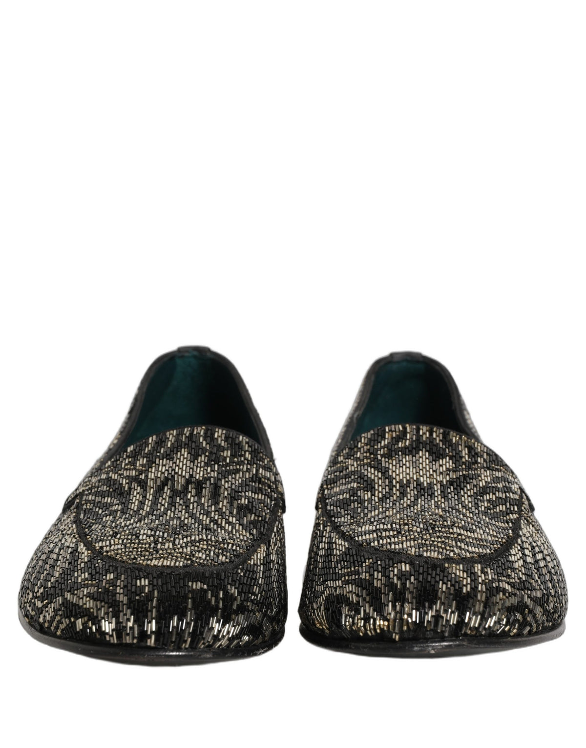 Black Silver Embellished Dress Loafers Shoes