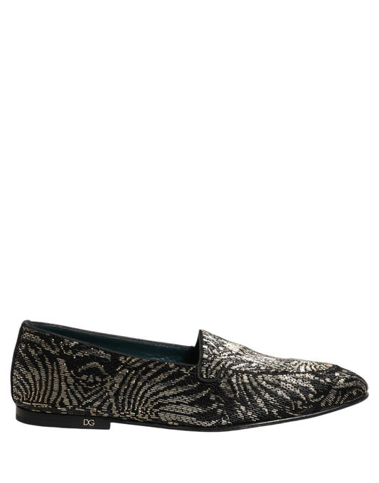 Black Silver Embellished Dress Loafers Shoes