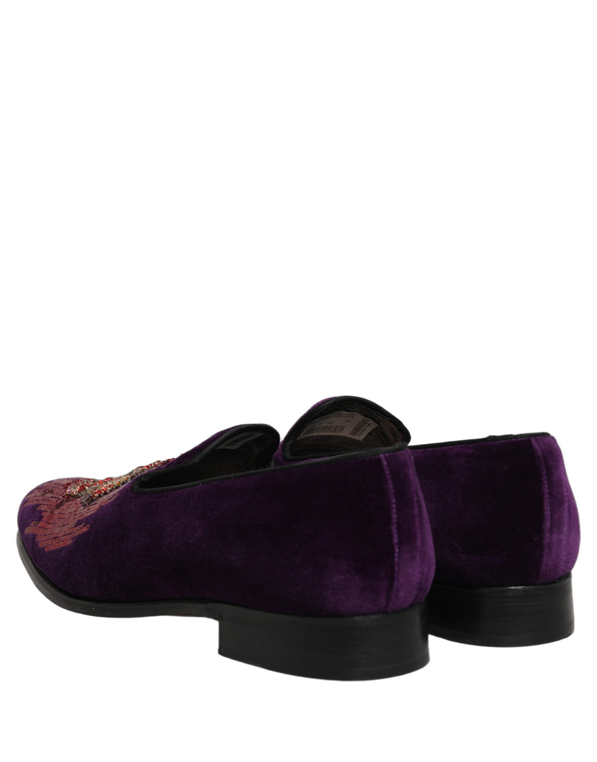 Violet Velvet Rhinestone Sequin Loafers Shoes