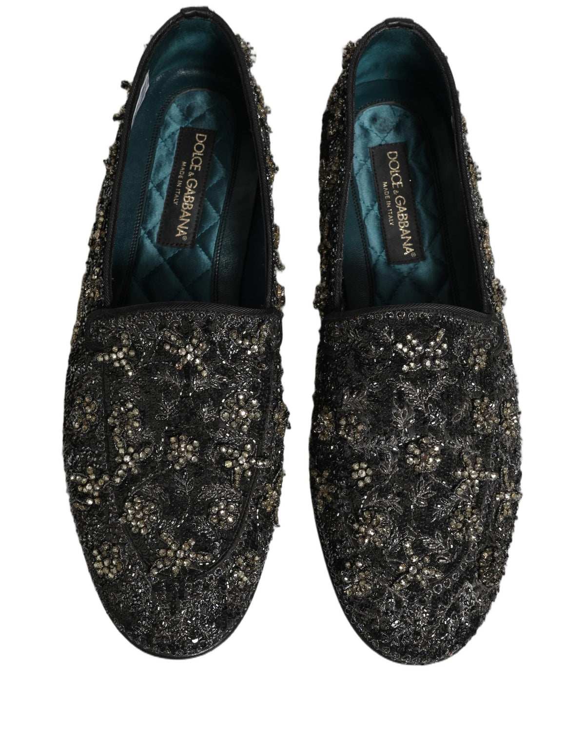 Black Rhinestone Embellished Loafers Shoes
