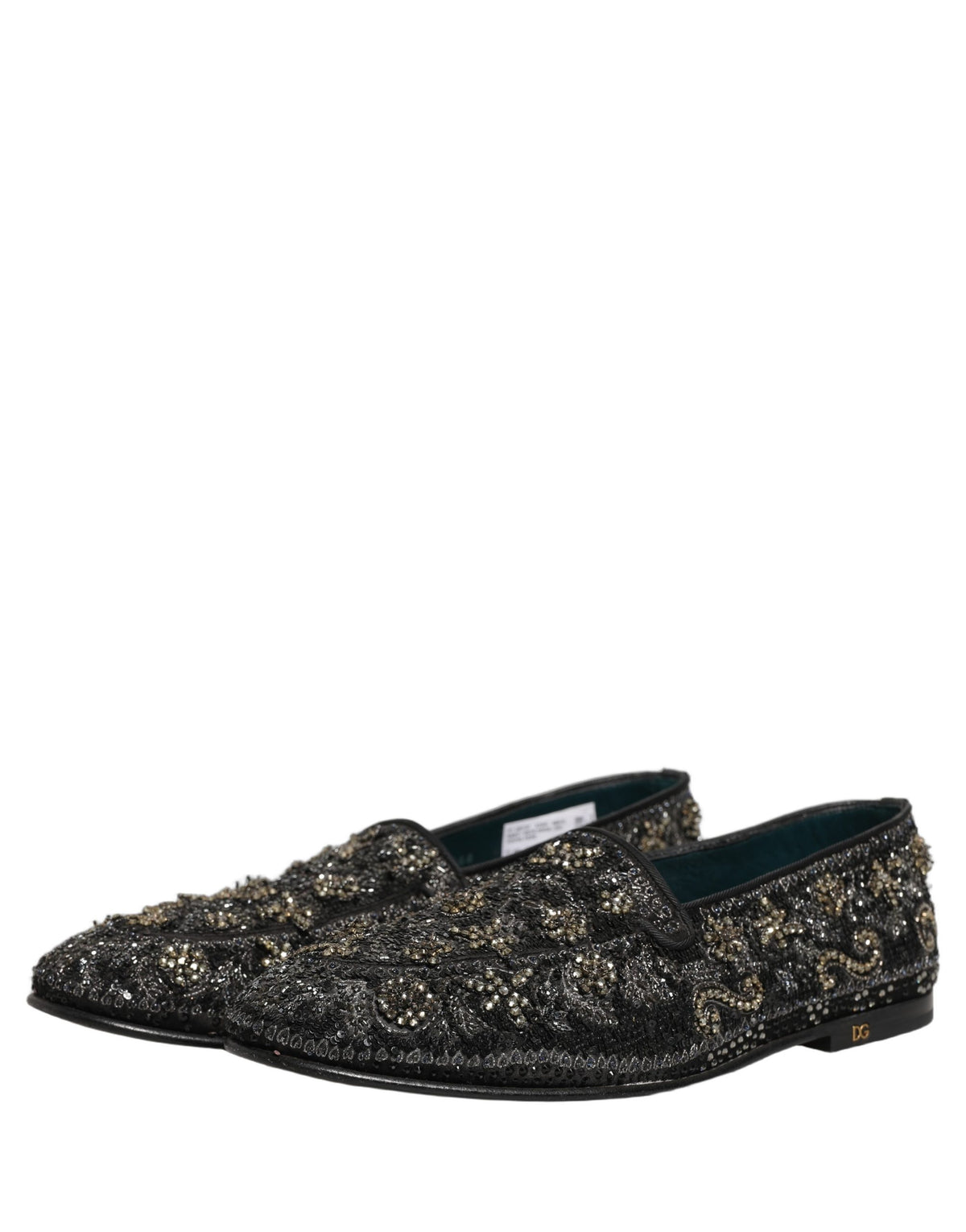 Black Rhinestone Embellished Loafers Shoes
