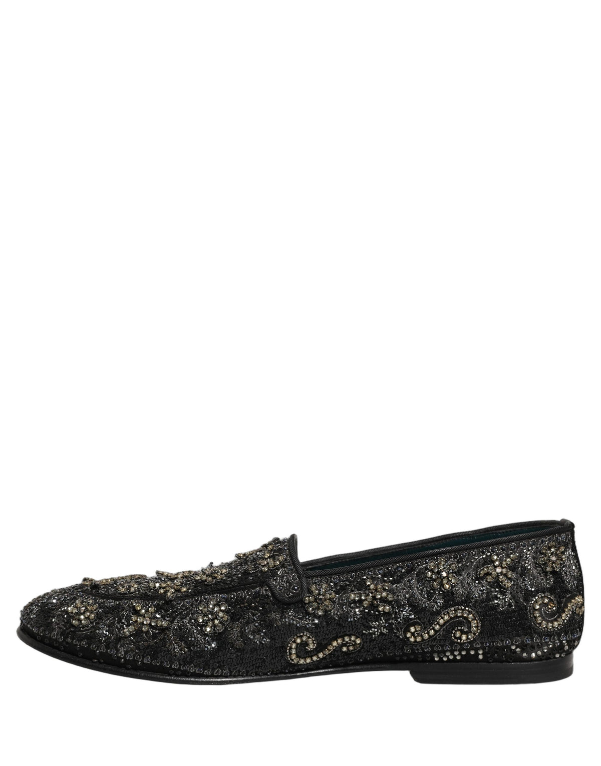 Black Rhinestone Embellished Loafers Shoes