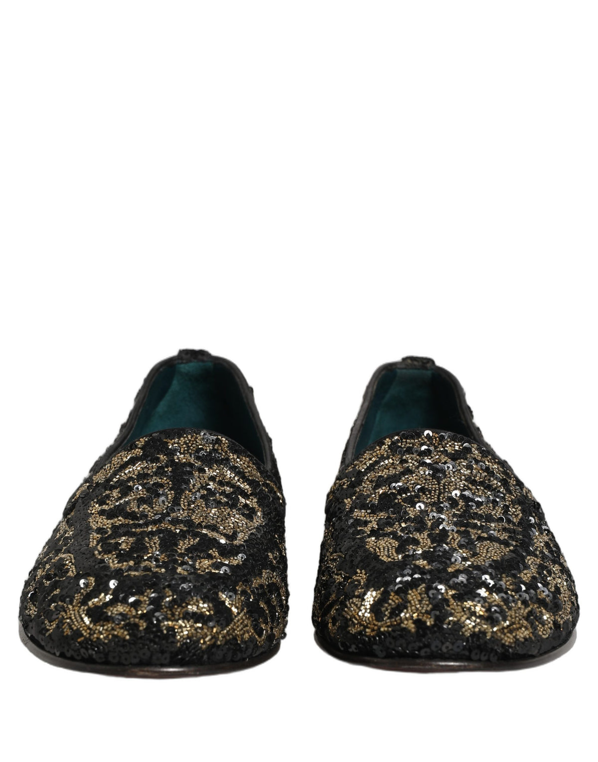 Black Gold Embellished Dress Loafers Shoes