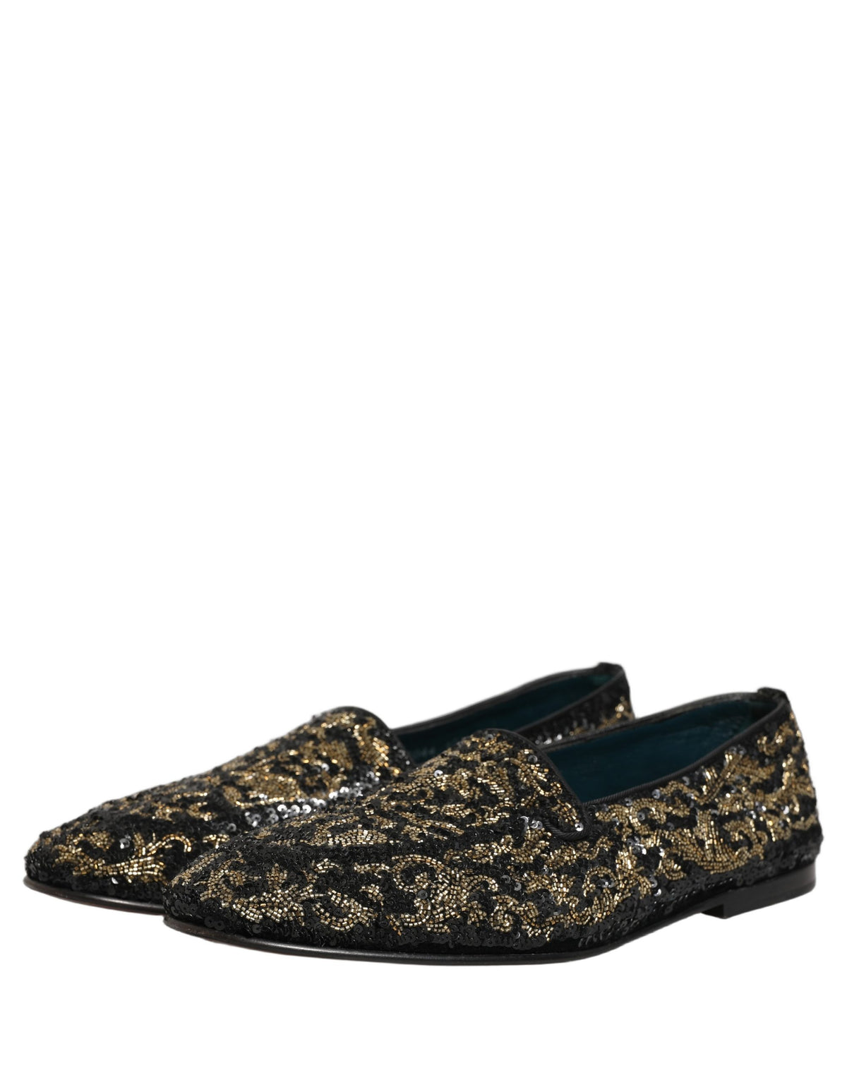 Black Gold Embellished Dress Loafers Shoes