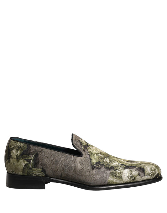 Brown Baroque Print Slip On Men Loafers Shoes