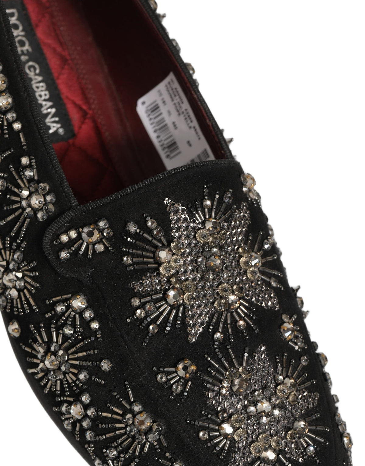 Black Crystal Embellished Dress Loafers Shoes