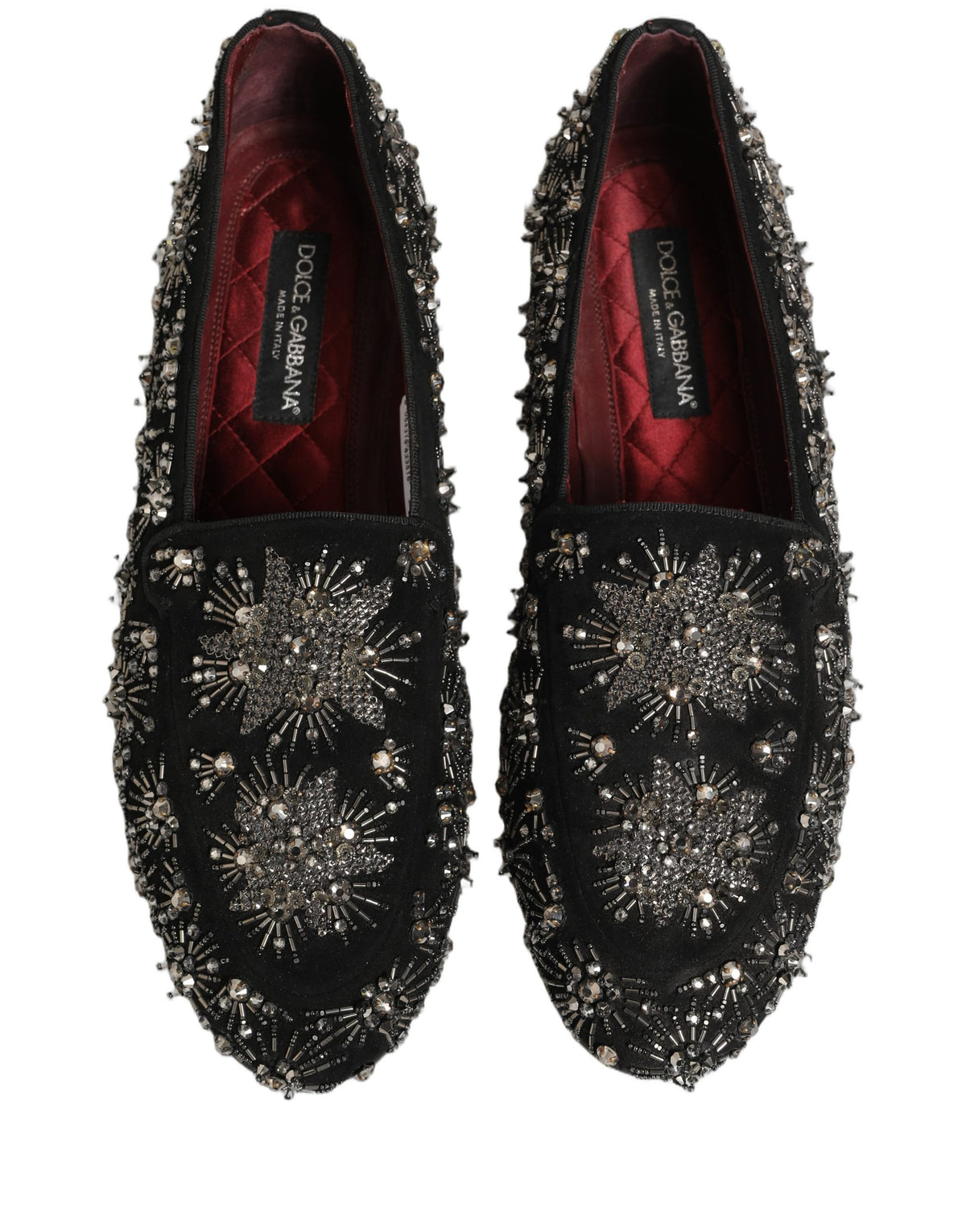 Black Crystal Embellished Dress Loafers Shoes