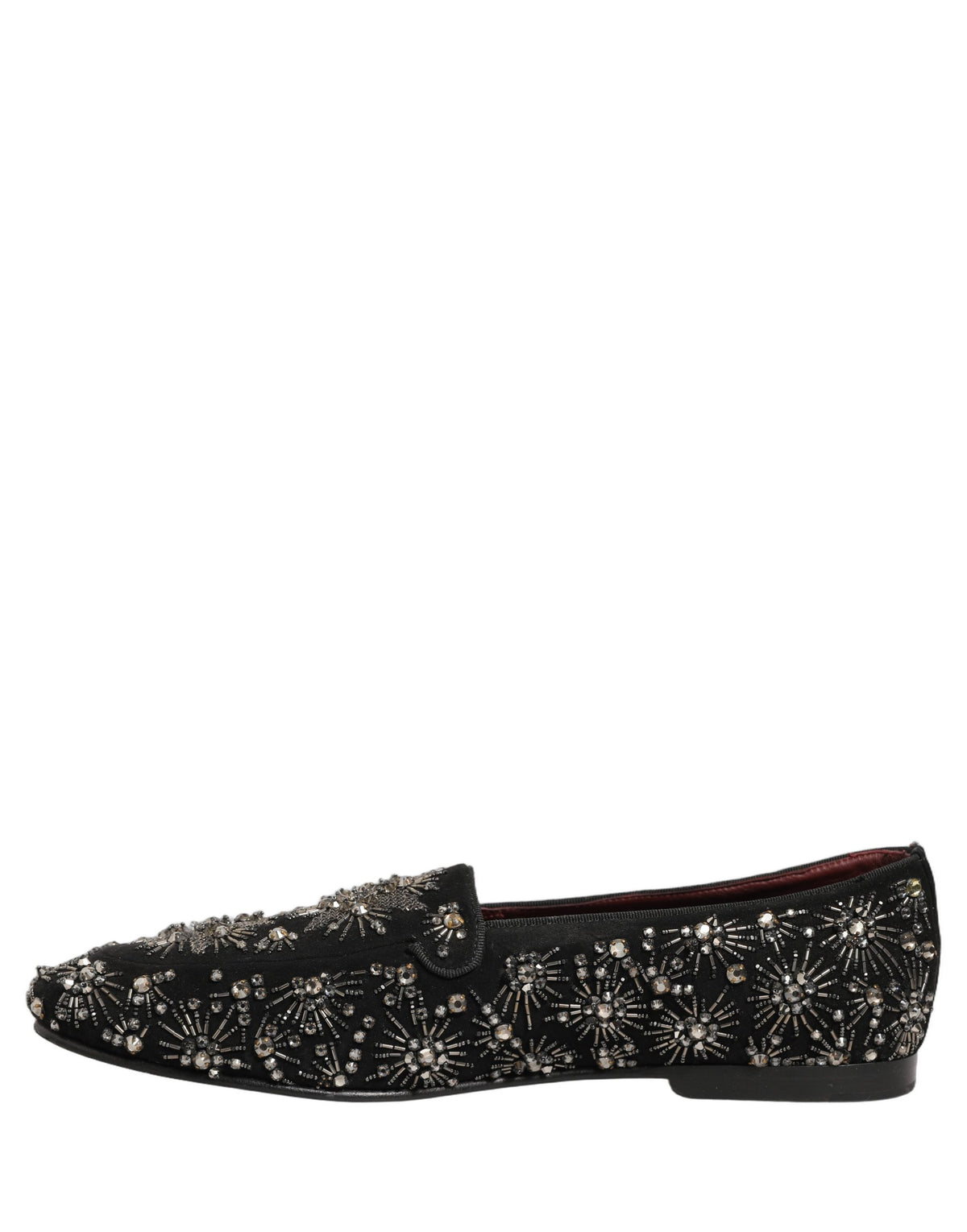Black Crystal Embellished Dress Loafers Shoes