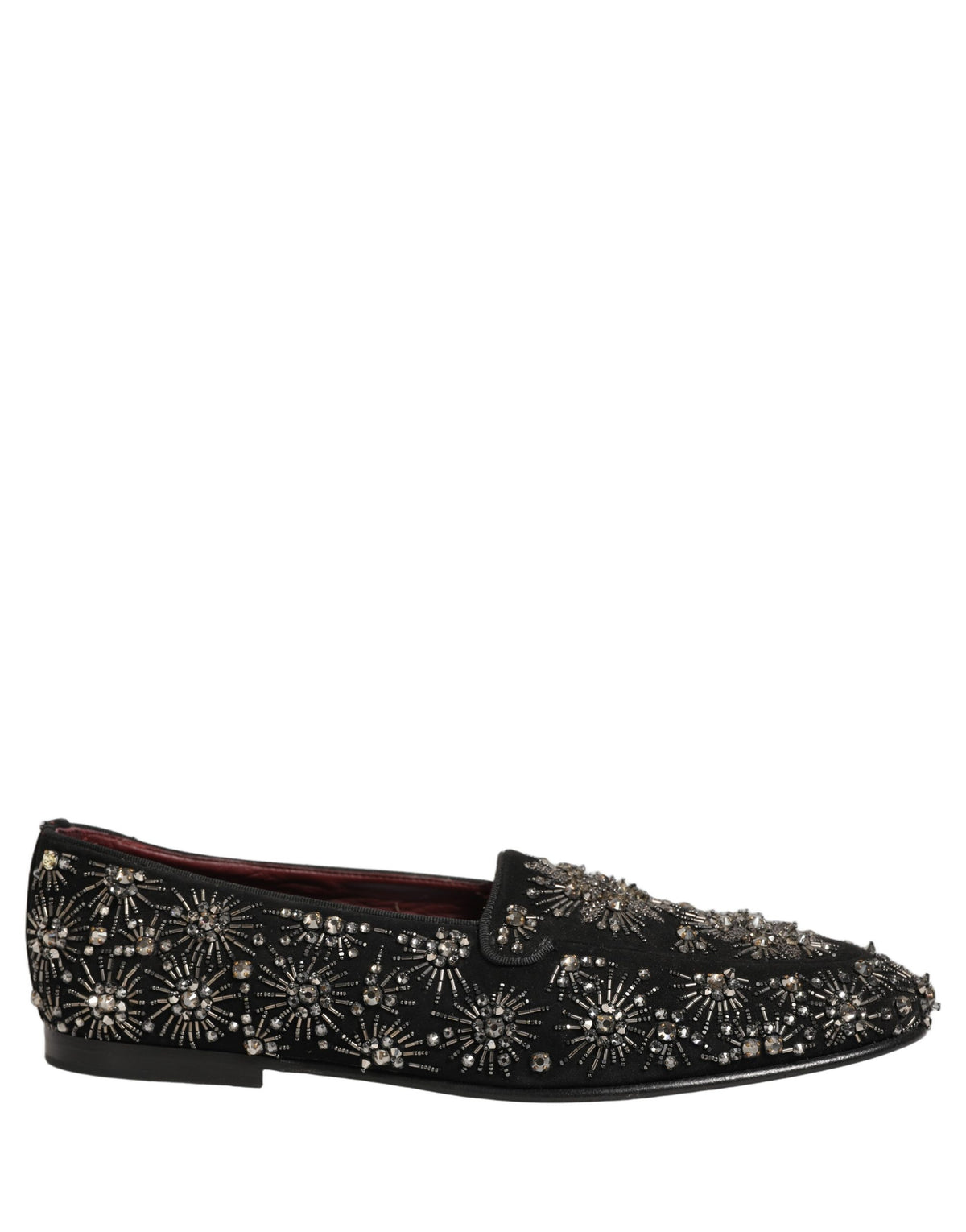 Black Crystal Embellished Dress Loafers Shoes
