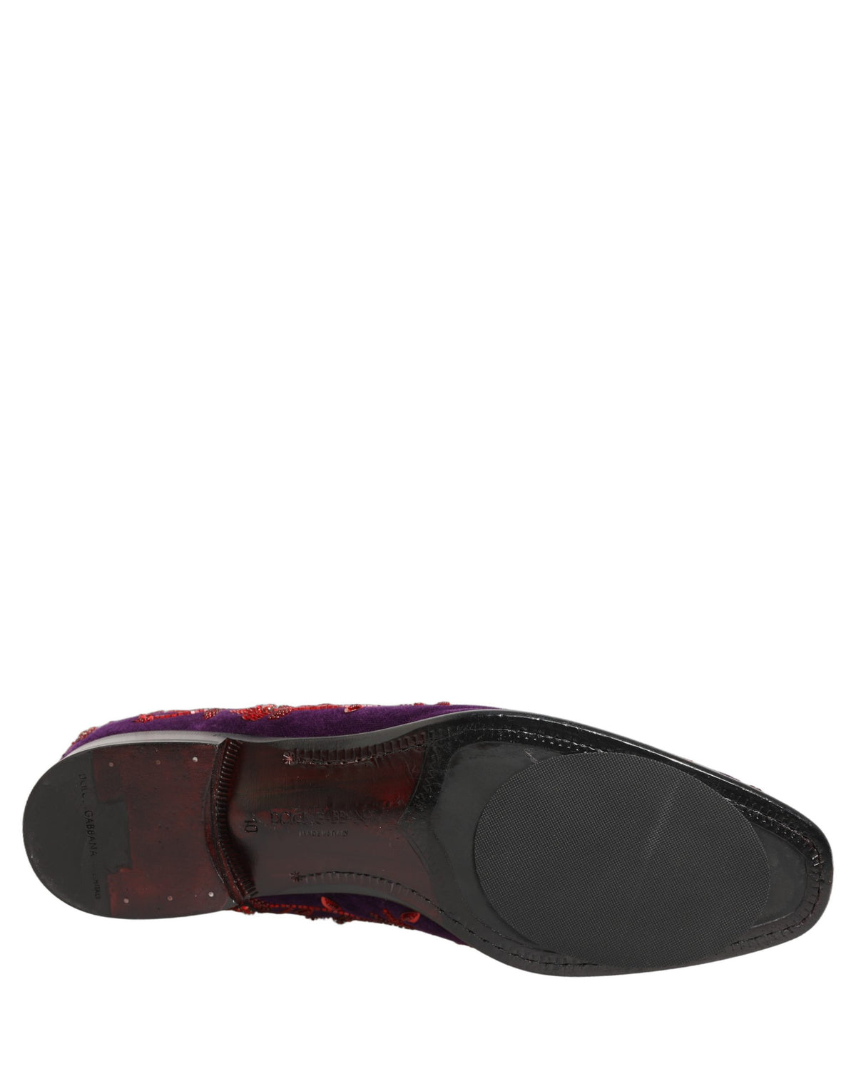 Violet Red Bead Embellished Loafers Shoes