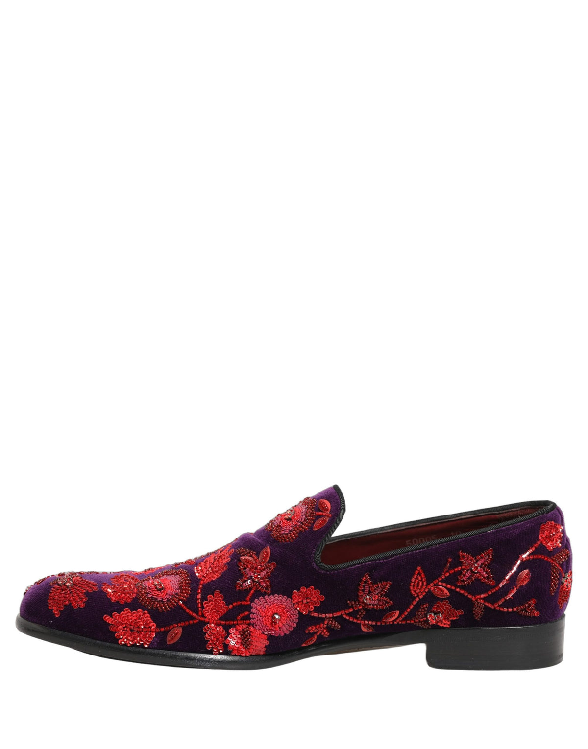 Violet Red Bead Embellished Loafers Shoes