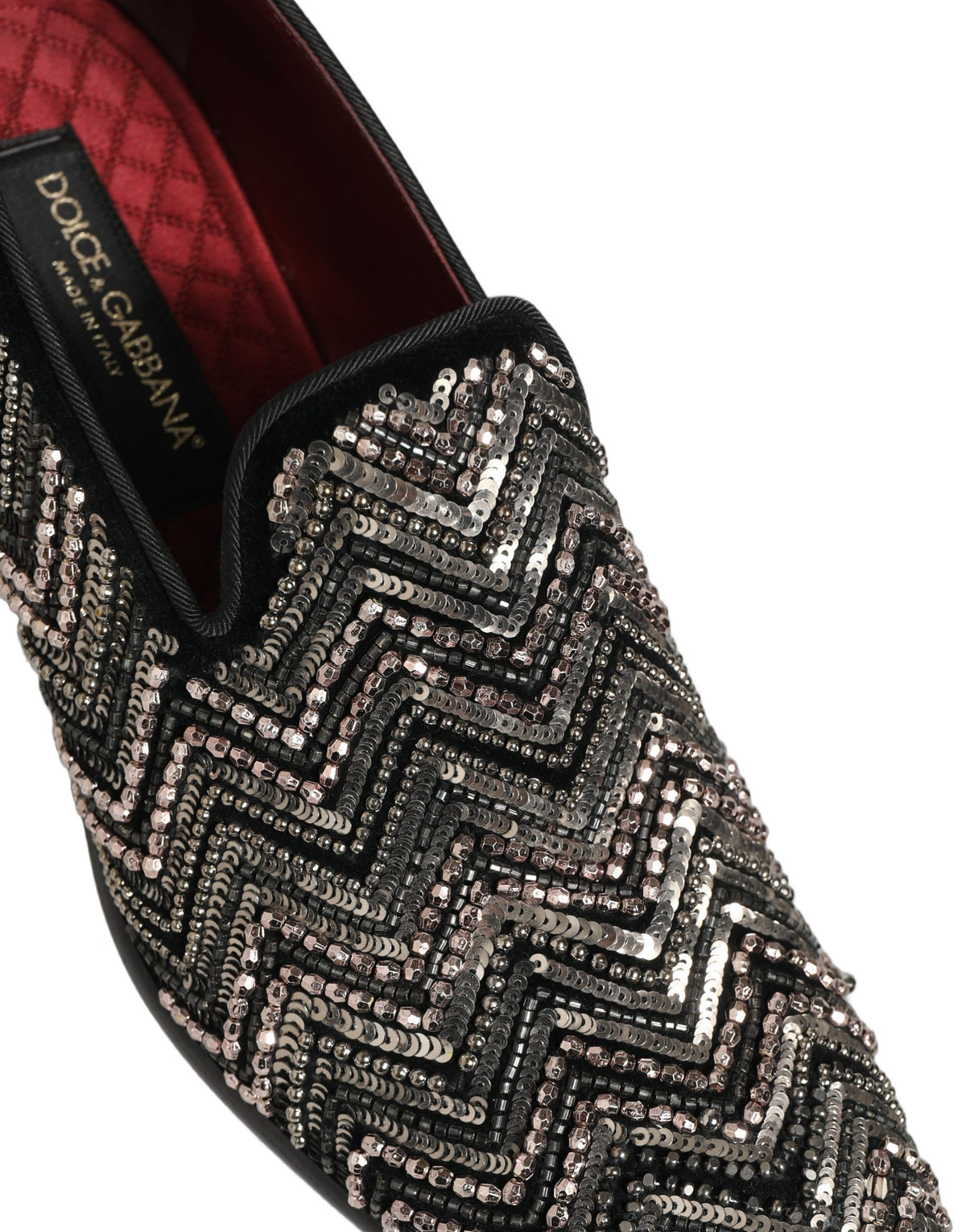 Black Velvet Floral Embellished Loafers Shoes