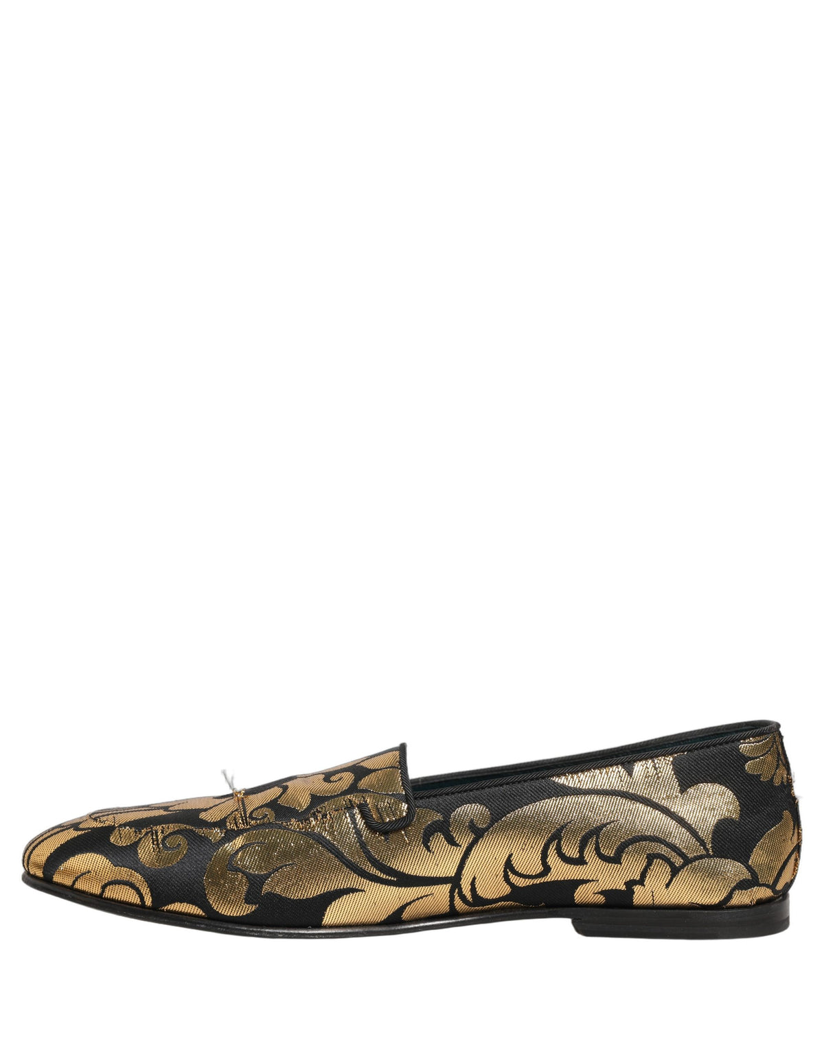 Black Gold Floral Jacquard Dress Loafers Shoes