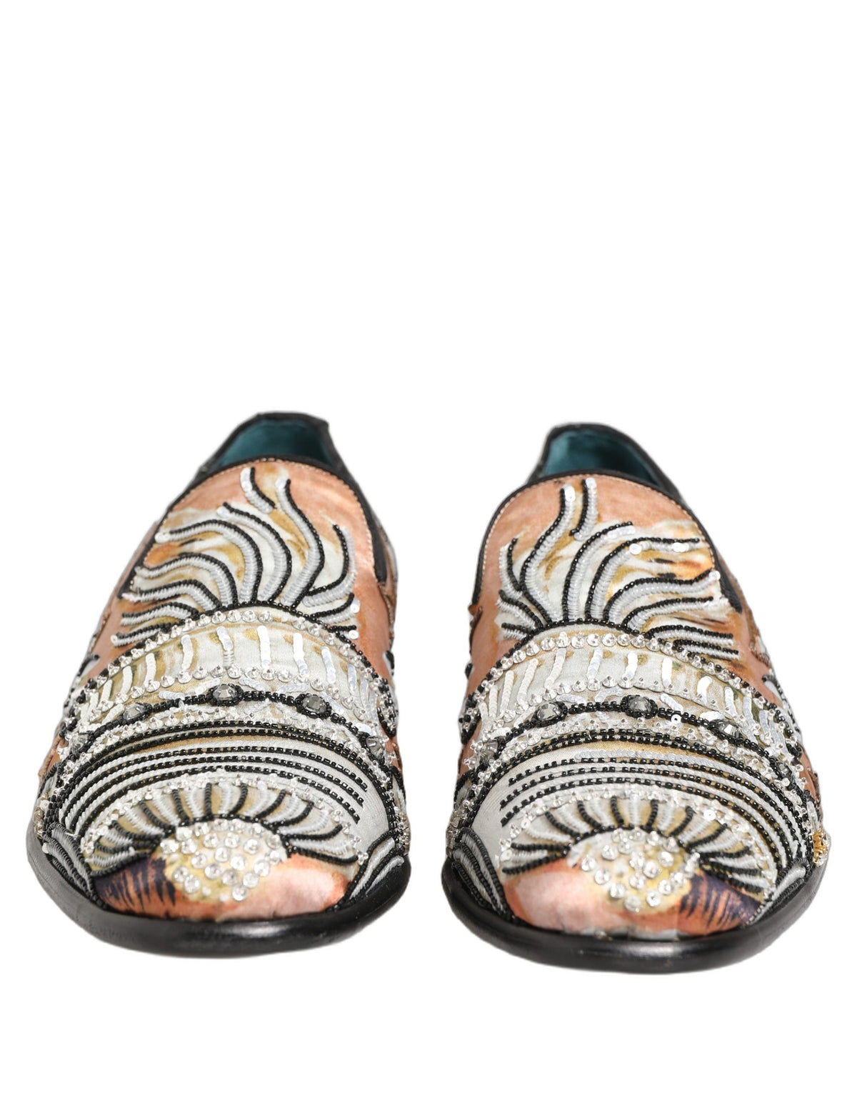 Multicolor Brocade Sequin Dress Loafers Shoes