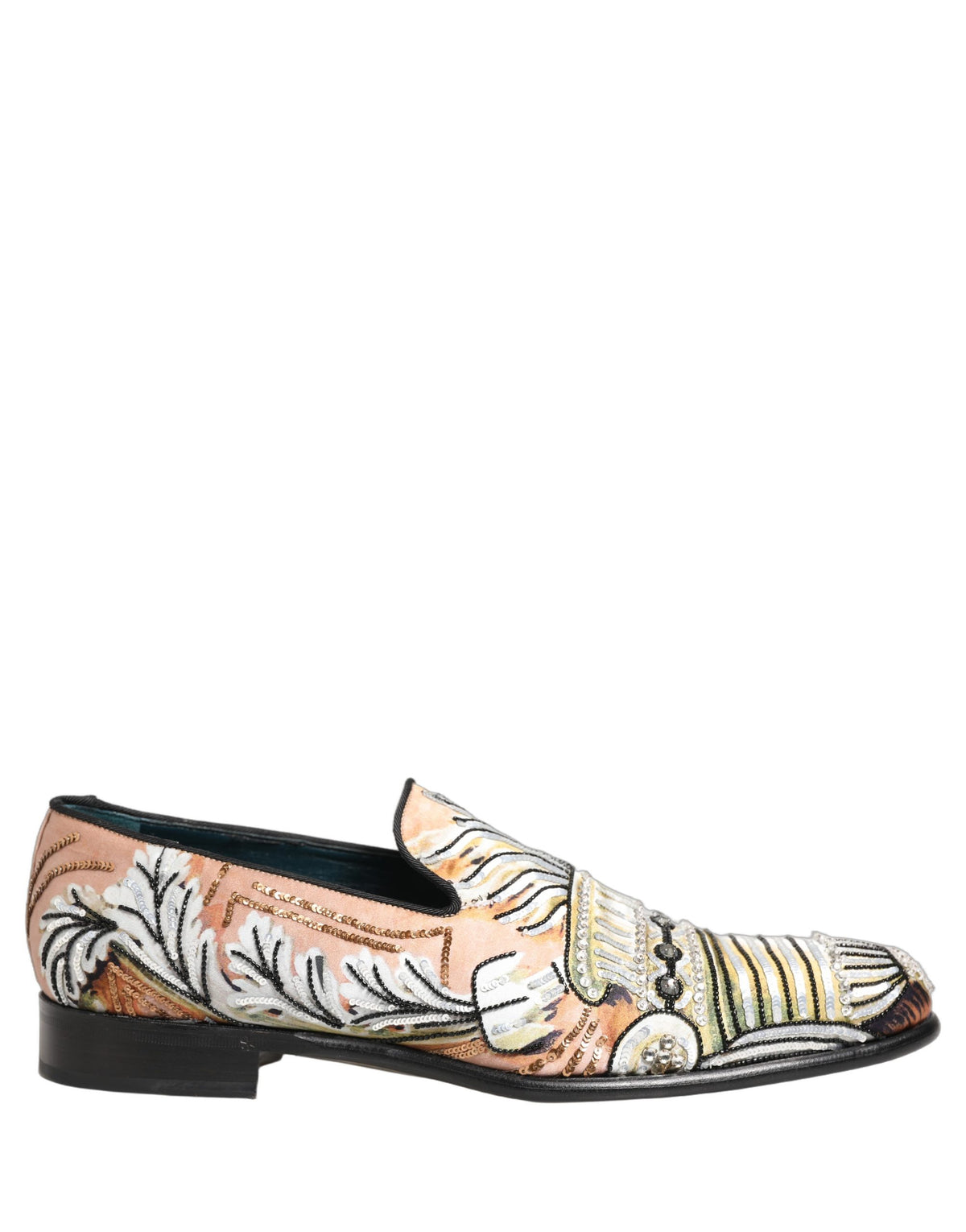 Multicolor Brocade Sequin Dress Loafers Shoes