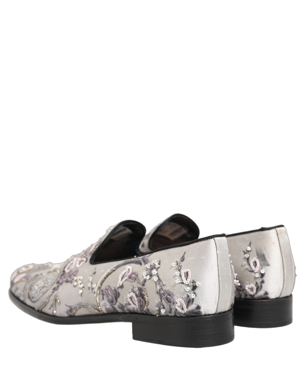 White Sequined Formal Slip On Loafers Shoes