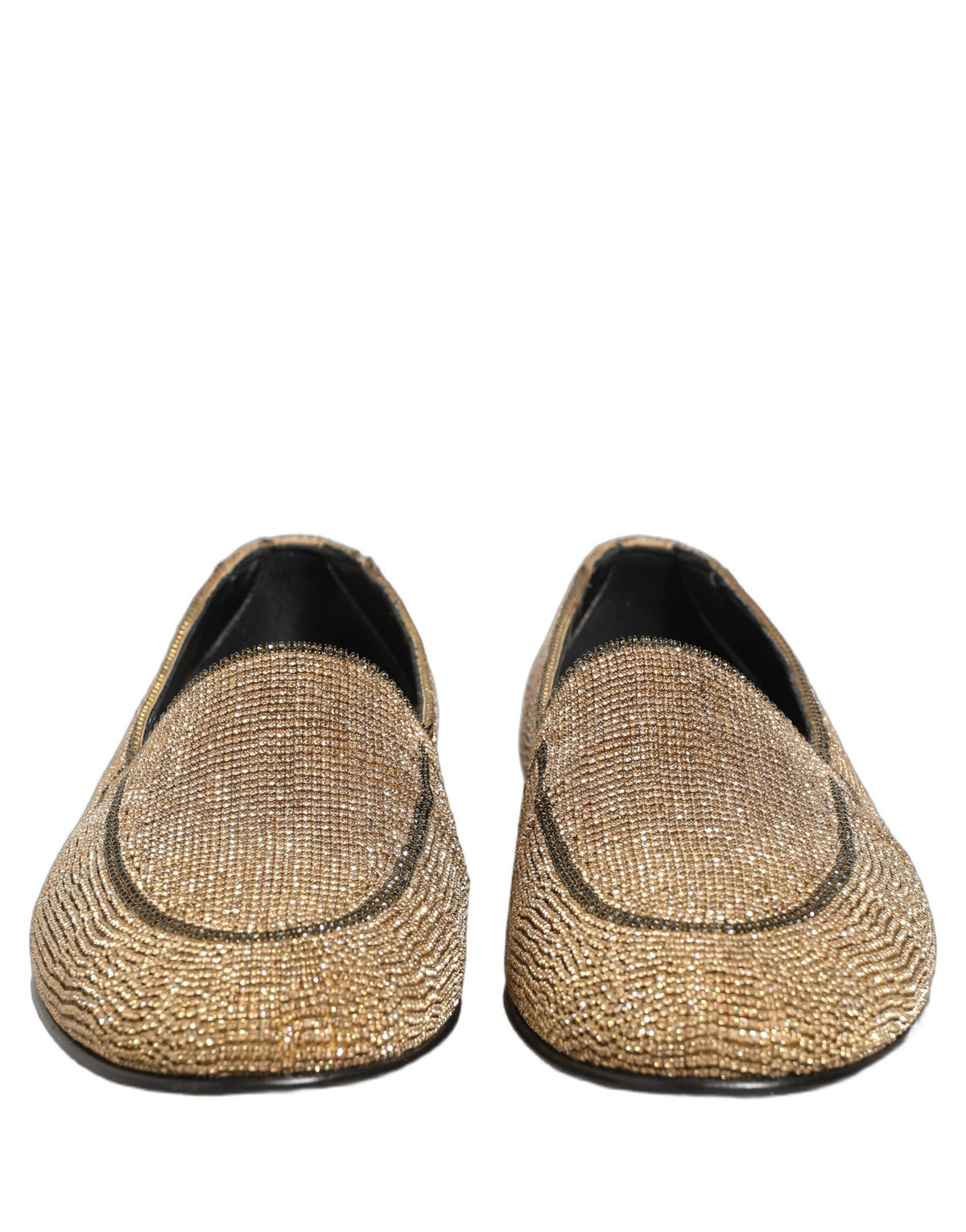 Gold Crystal Embellished Men Loafers Shoes