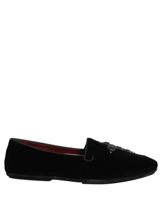 Black Suede Embellished Dress Loafers Shoes