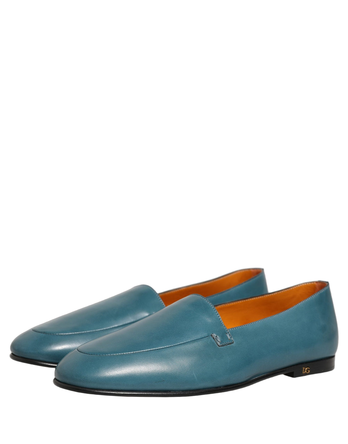 Blue Leather Logo Slip On Men Loafers Shoes