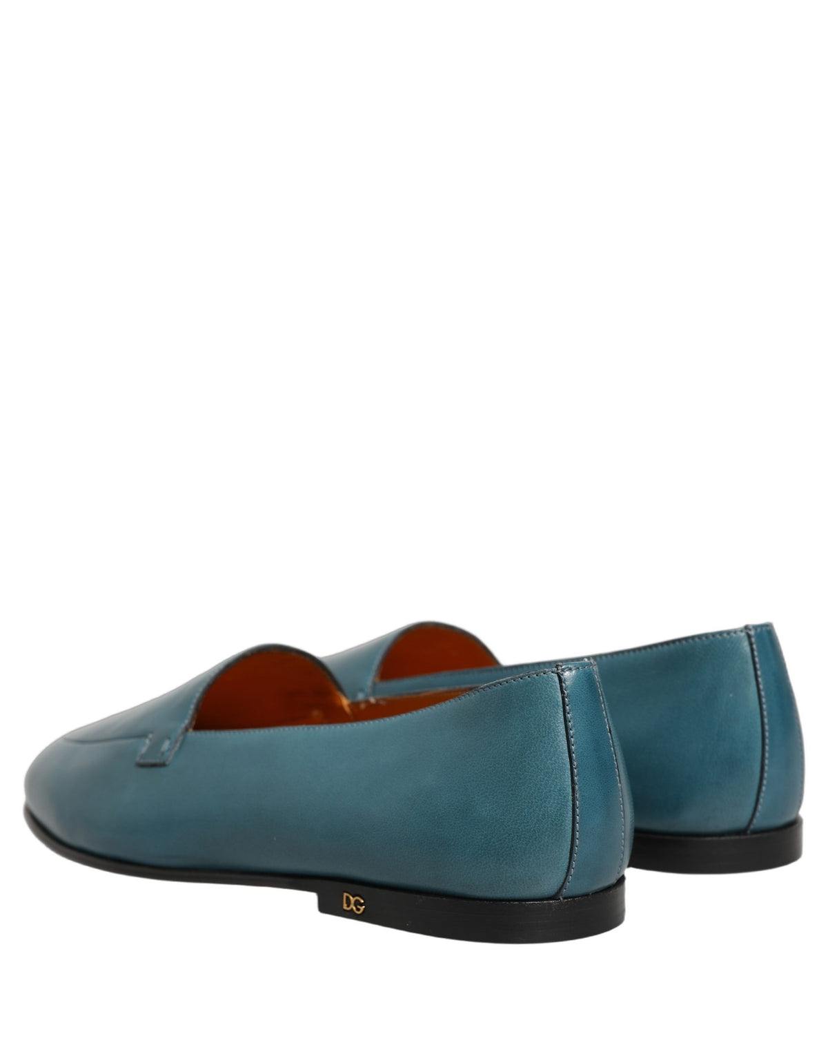 Blue Leather Logo Slip On Men Loafers Shoes