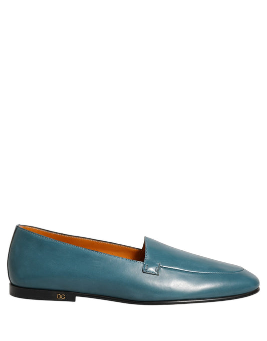 Blue Leather Logo Slip On Men Loafers Shoes