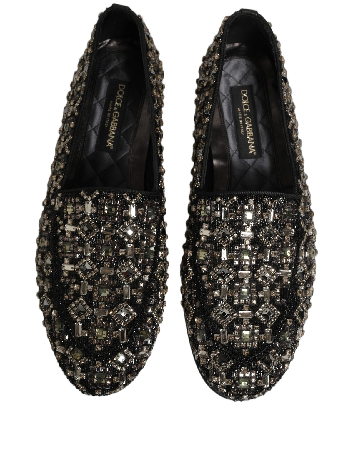 Black Crystal Embellished Dress Loafers Shoes