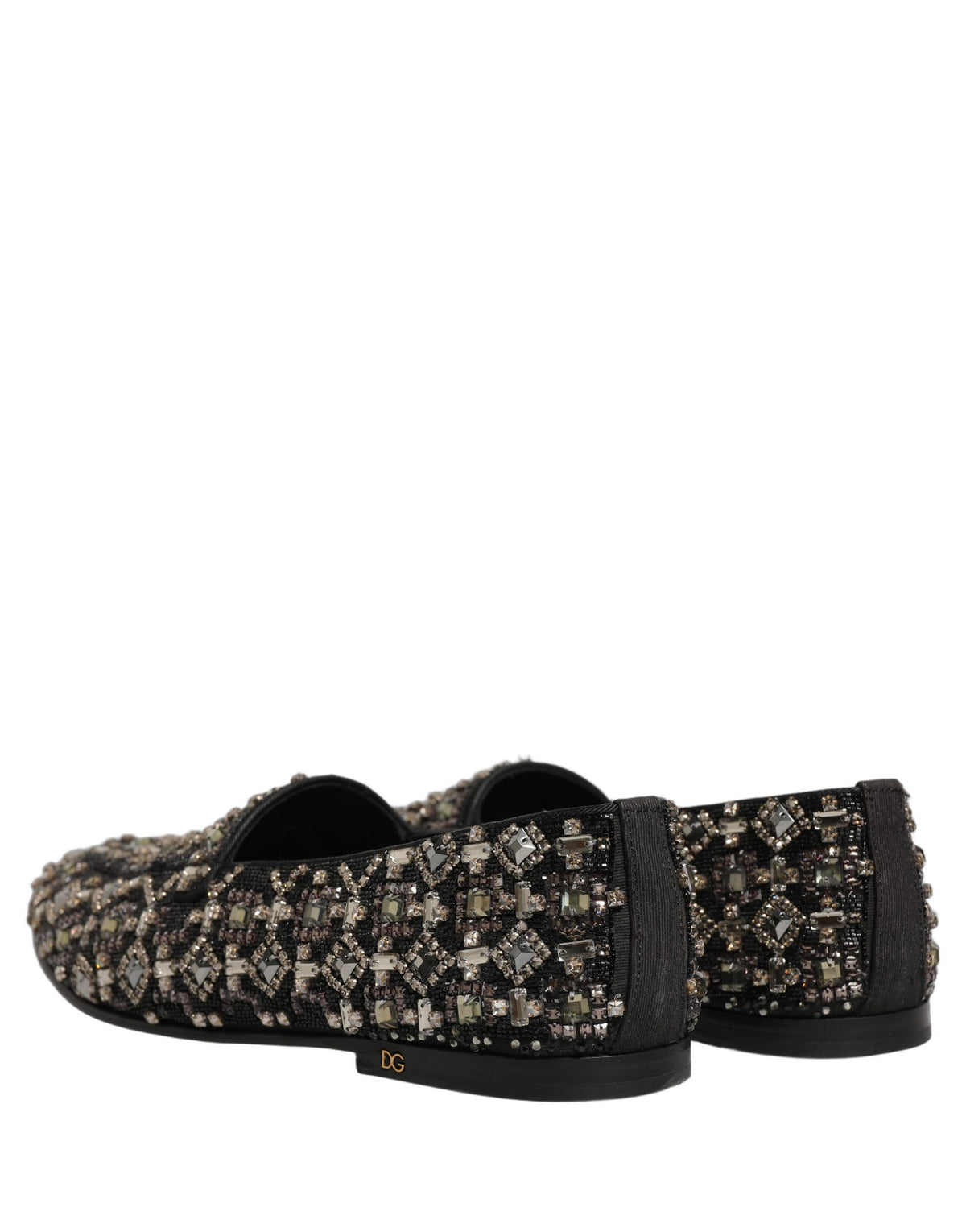 Black Crystal Embellished Dress Loafers Shoes