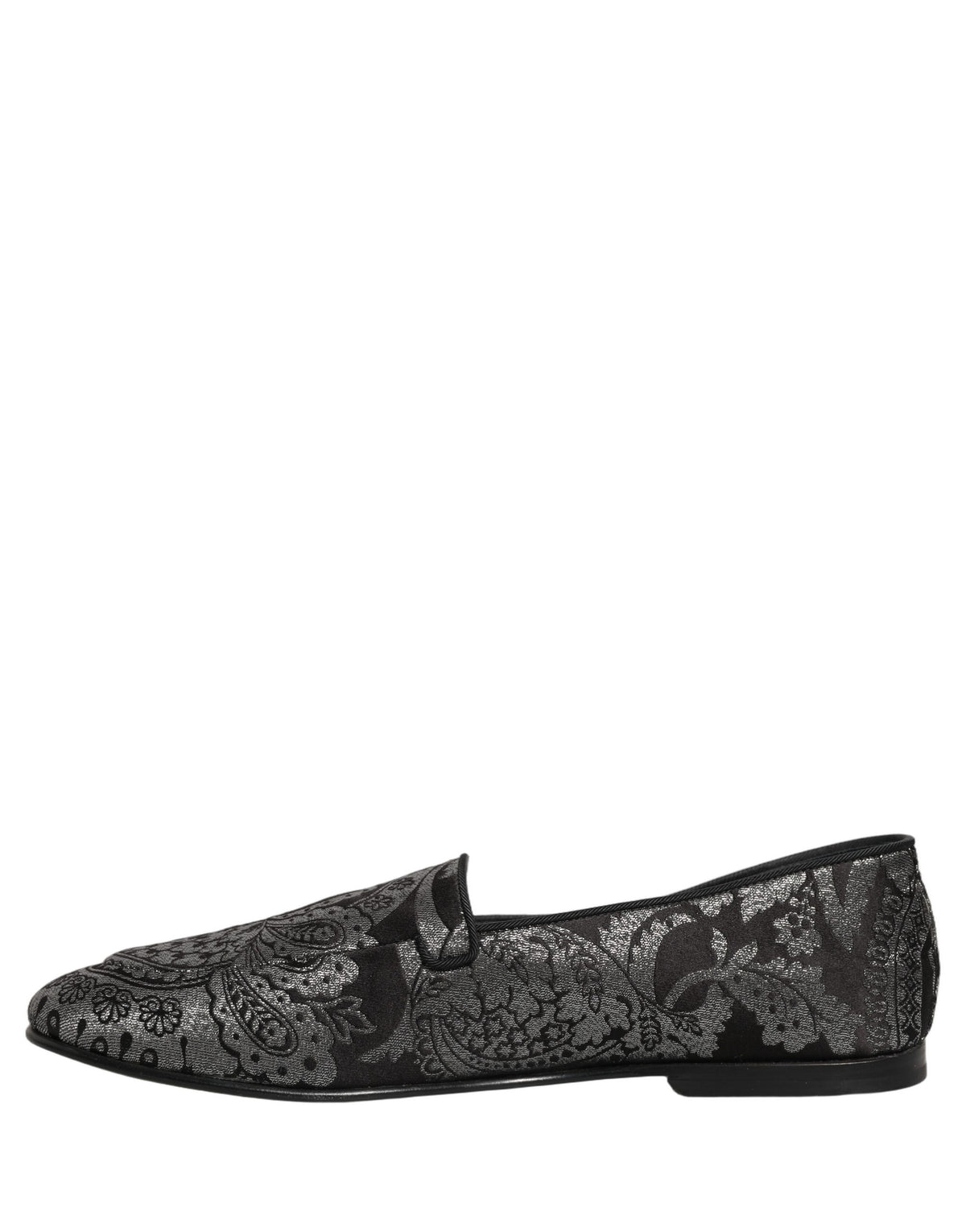 Silver Jacquard Leather Slip On Loafers Shoes