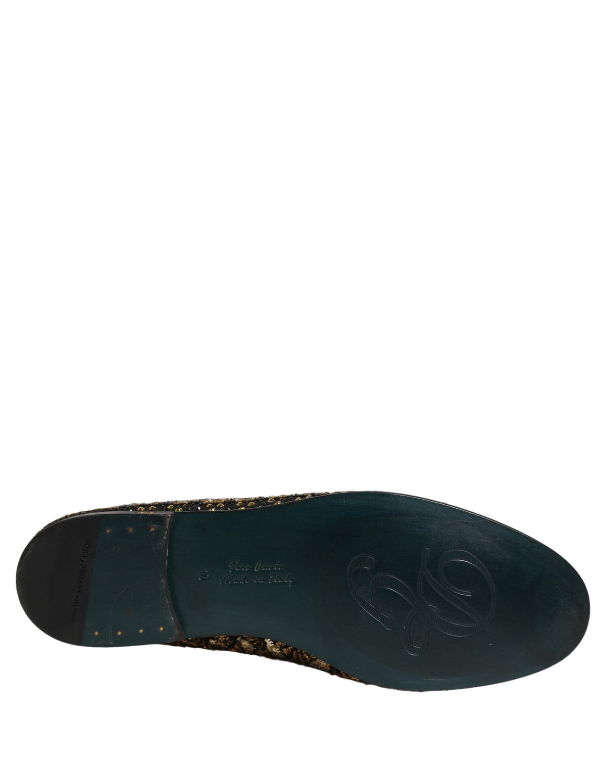 Black Gold Embellished Slip On Loafers Shoes