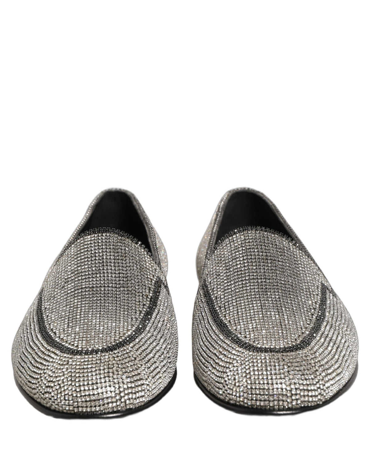 Silver Crystal Embellished Men Loafers Shoes