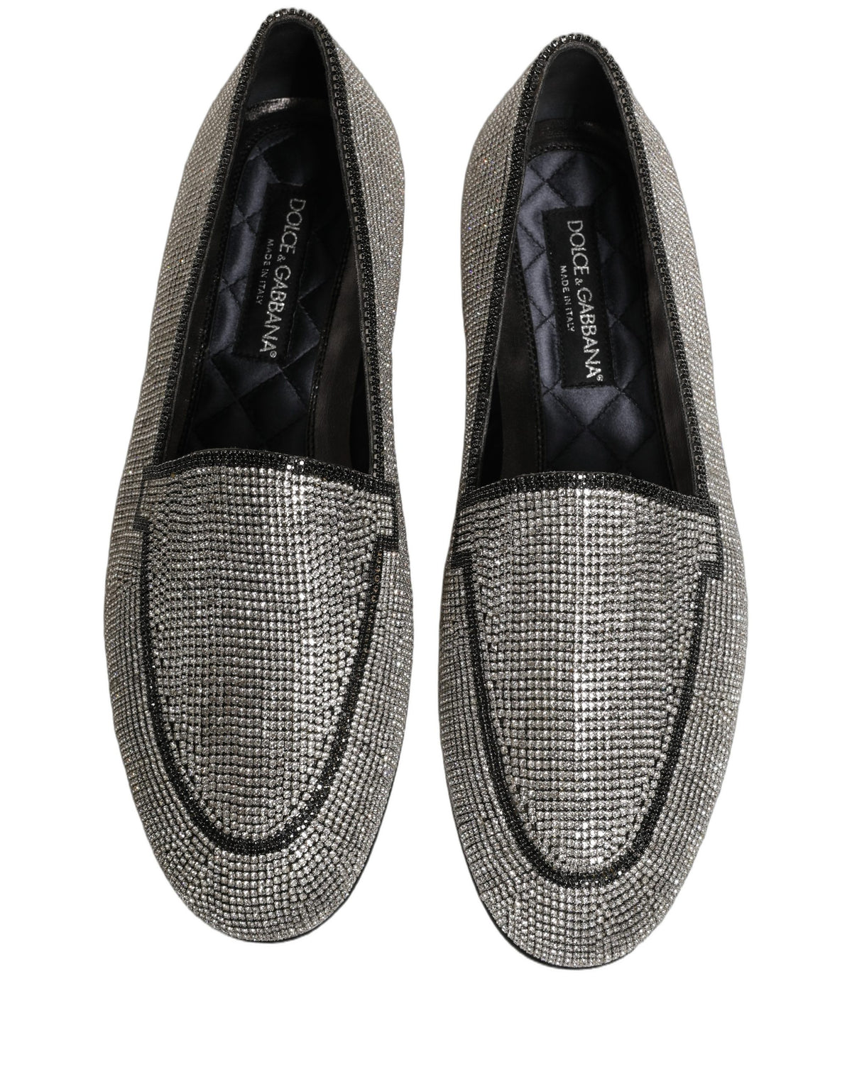 Silver Crystal Embellished Men Loafers Shoes