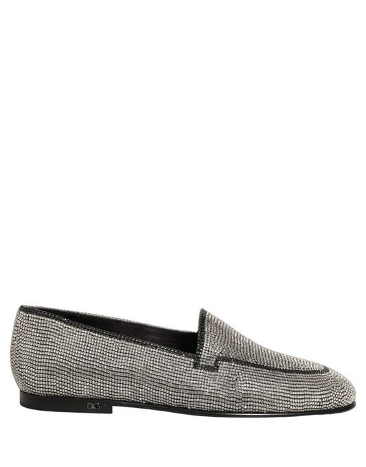 Silver Crystal Embellished Men Loafers Shoes
