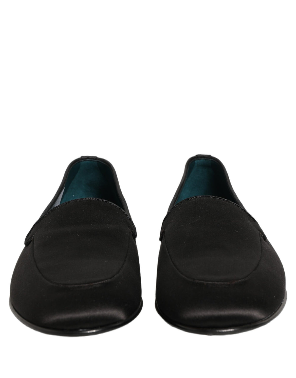 Black Satin Logo Slip On Flats Loafers Shoes