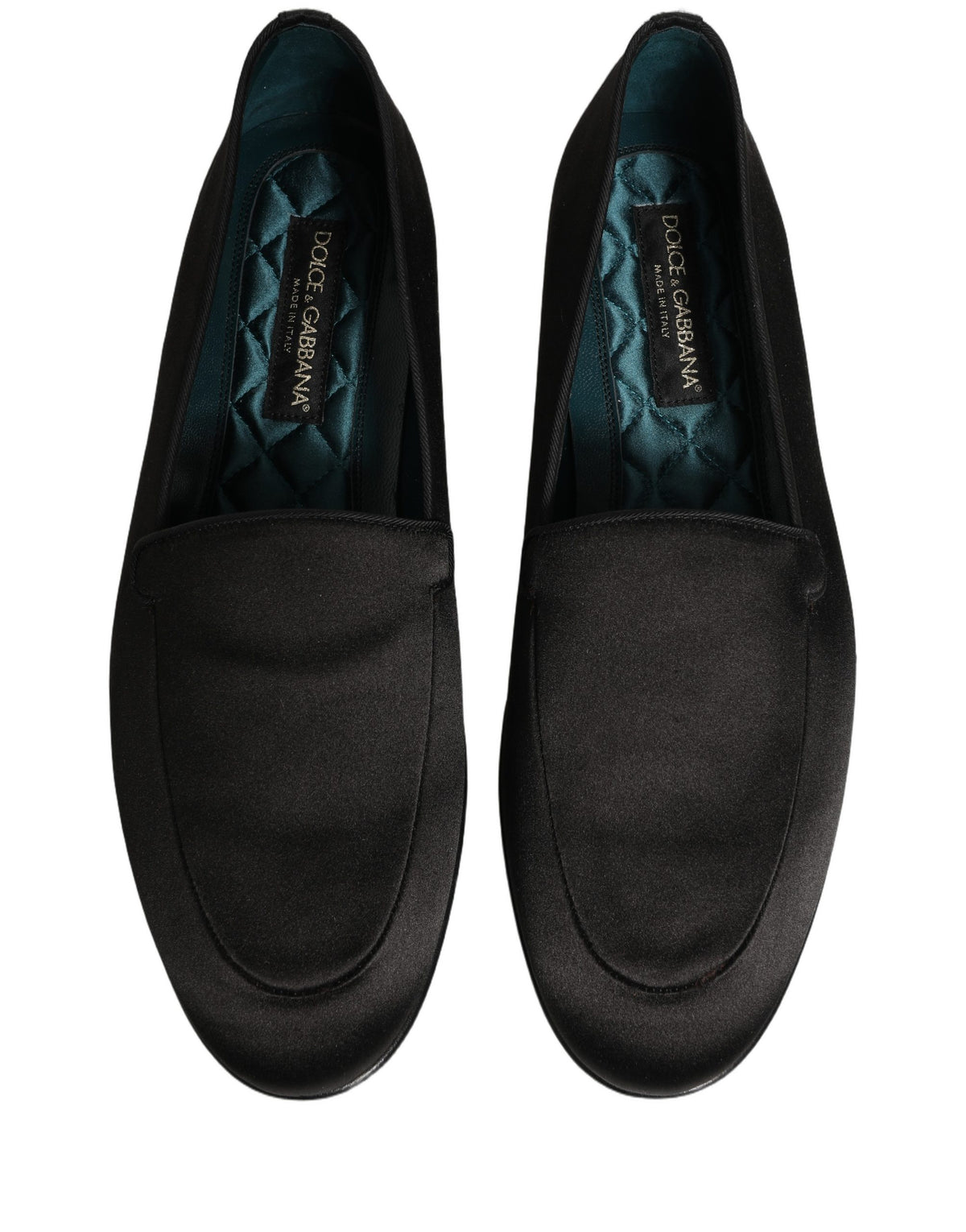 Black Satin Logo Slip On Flats Loafers Shoes