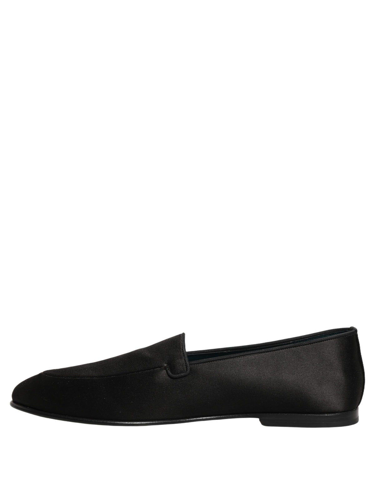 Black Satin Logo Slip On Flats Loafers Shoes