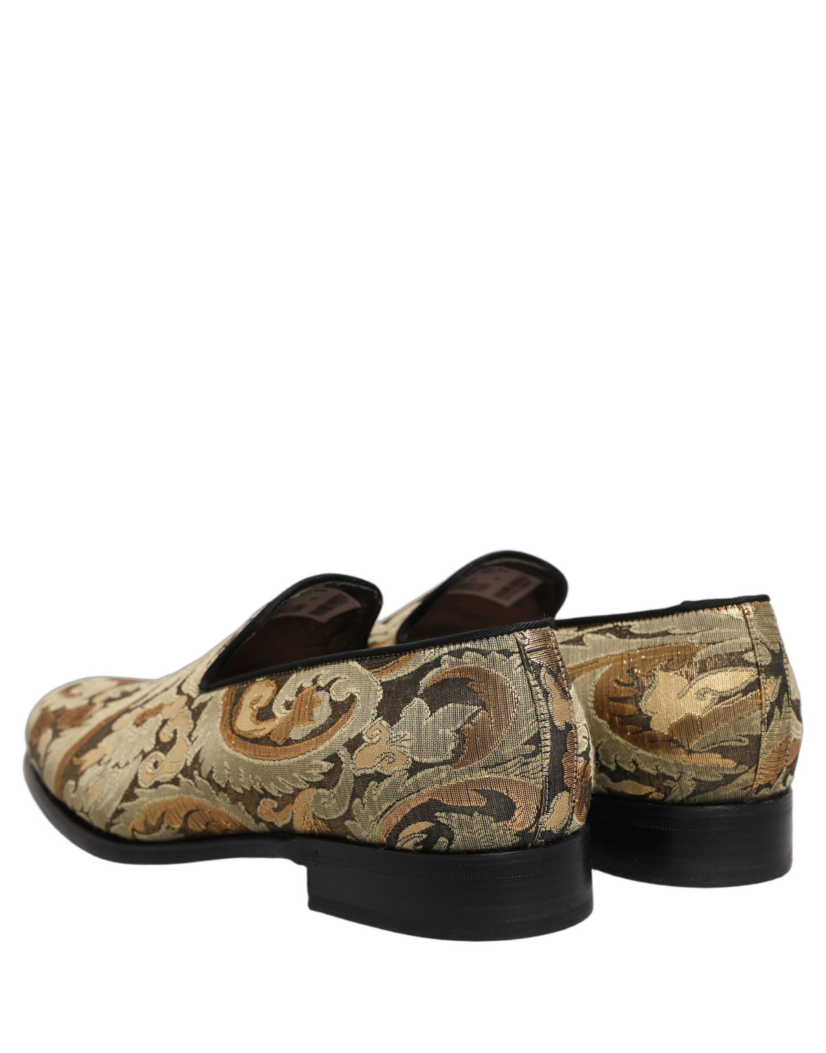 Gold Brocade Slip On Men Dress Loafers Shoes