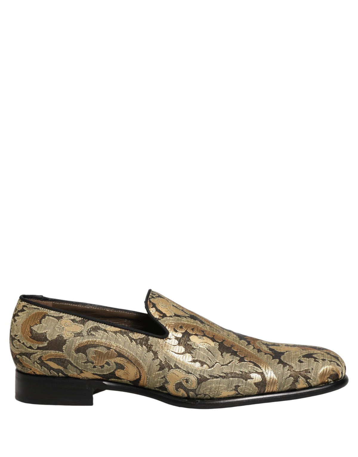 Gold Brocade Slip On Men Dress Loafers Shoes
