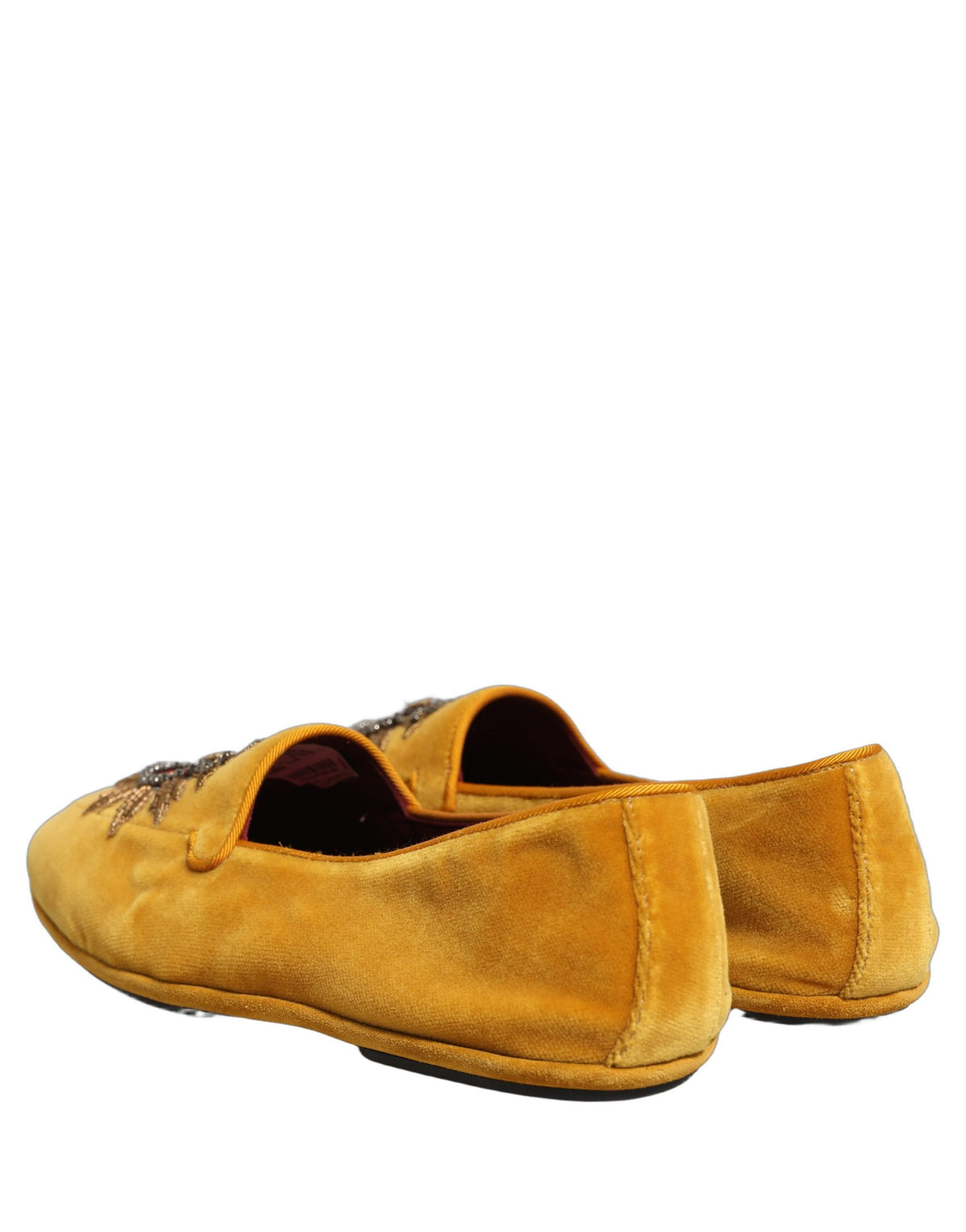 Yellow Velvet DG Heart Loafers Flats Shoes