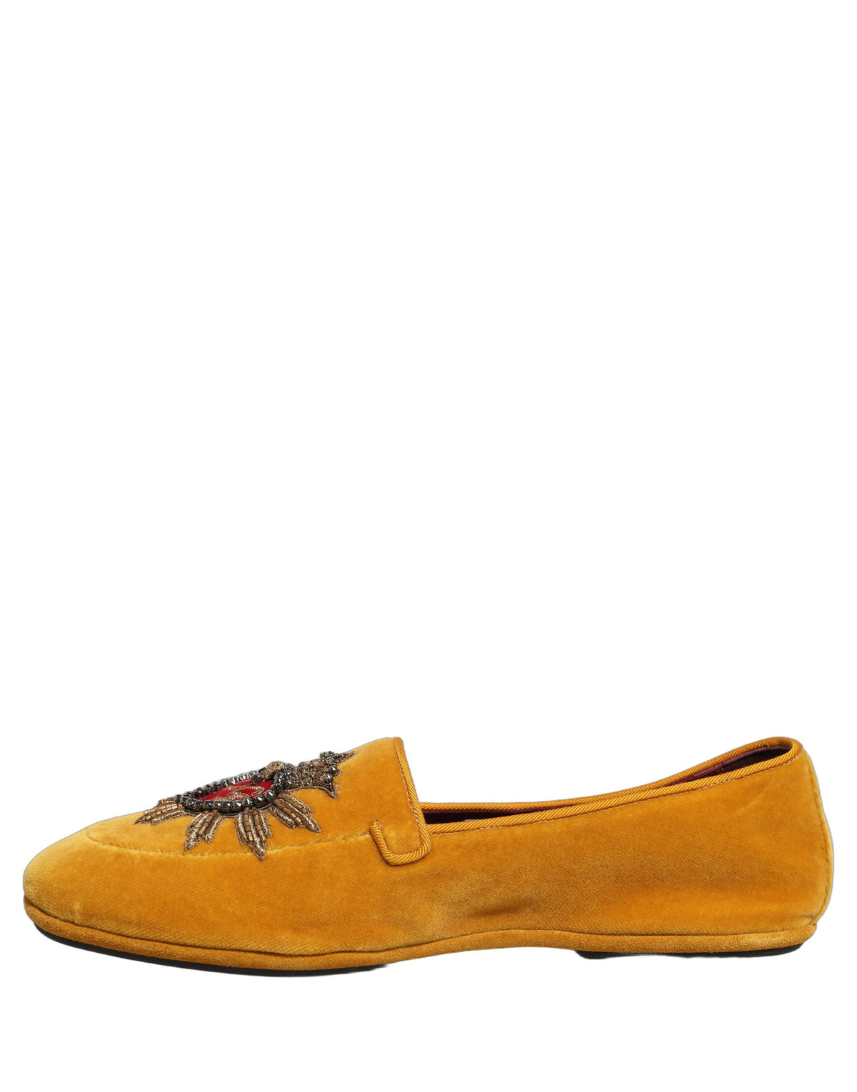 Yellow Velvet DG Heart Loafers Flats Shoes