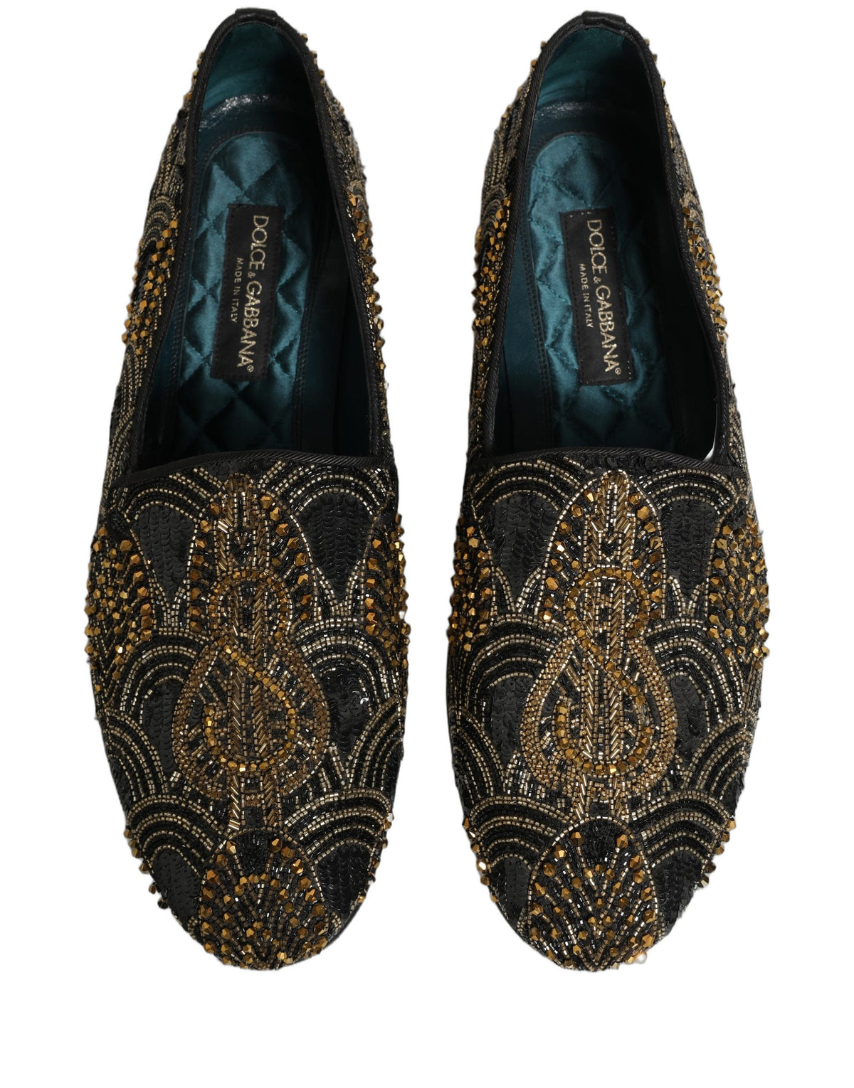 Black Gold Embellished Dress Loafers Shoes