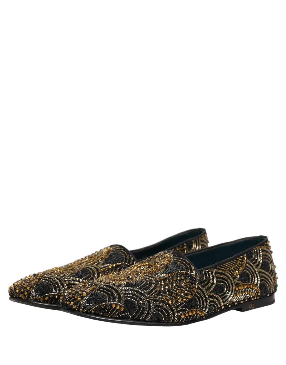 Black Gold Embellished Dress Loafers Shoes
