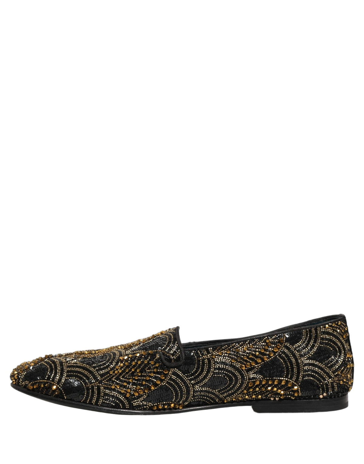 Black Gold Embellished Dress Loafers Shoes