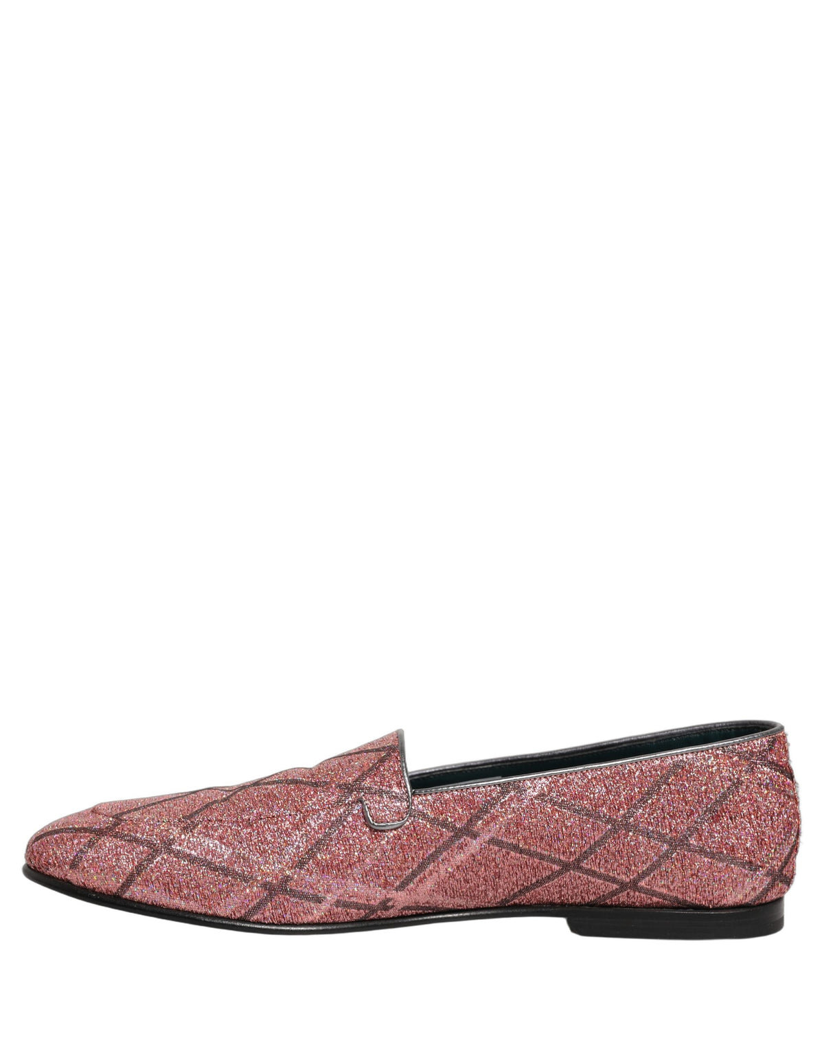 Pink Check Glitter Lurex Logo Loafers Shoes