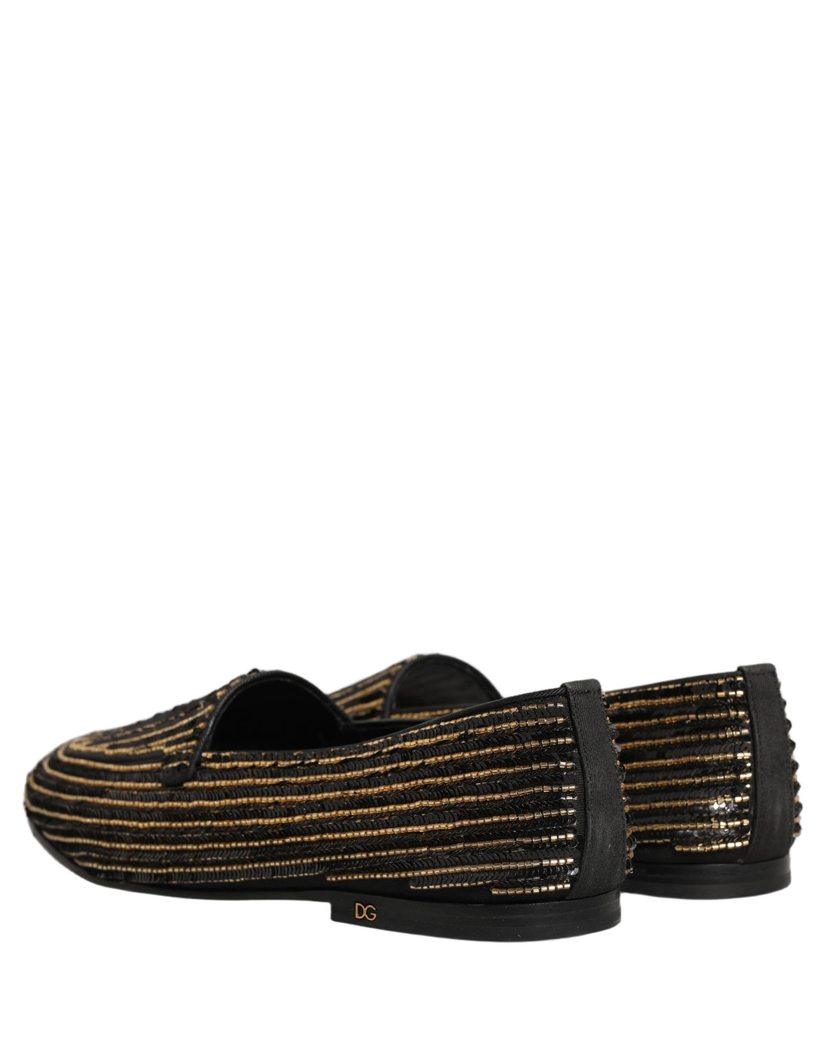 Black Gold Sequined Men Dress Loafers Shoes