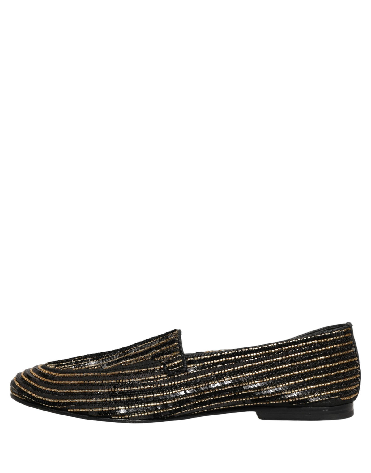 Black Gold Sequined Men Dress Loafers Shoes