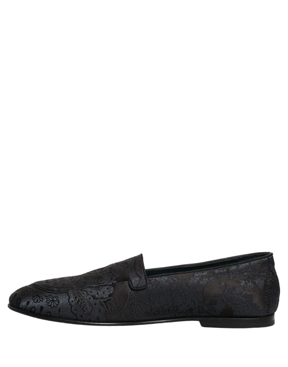 Blue Jacquard Leather Slip On Loafers Shoes