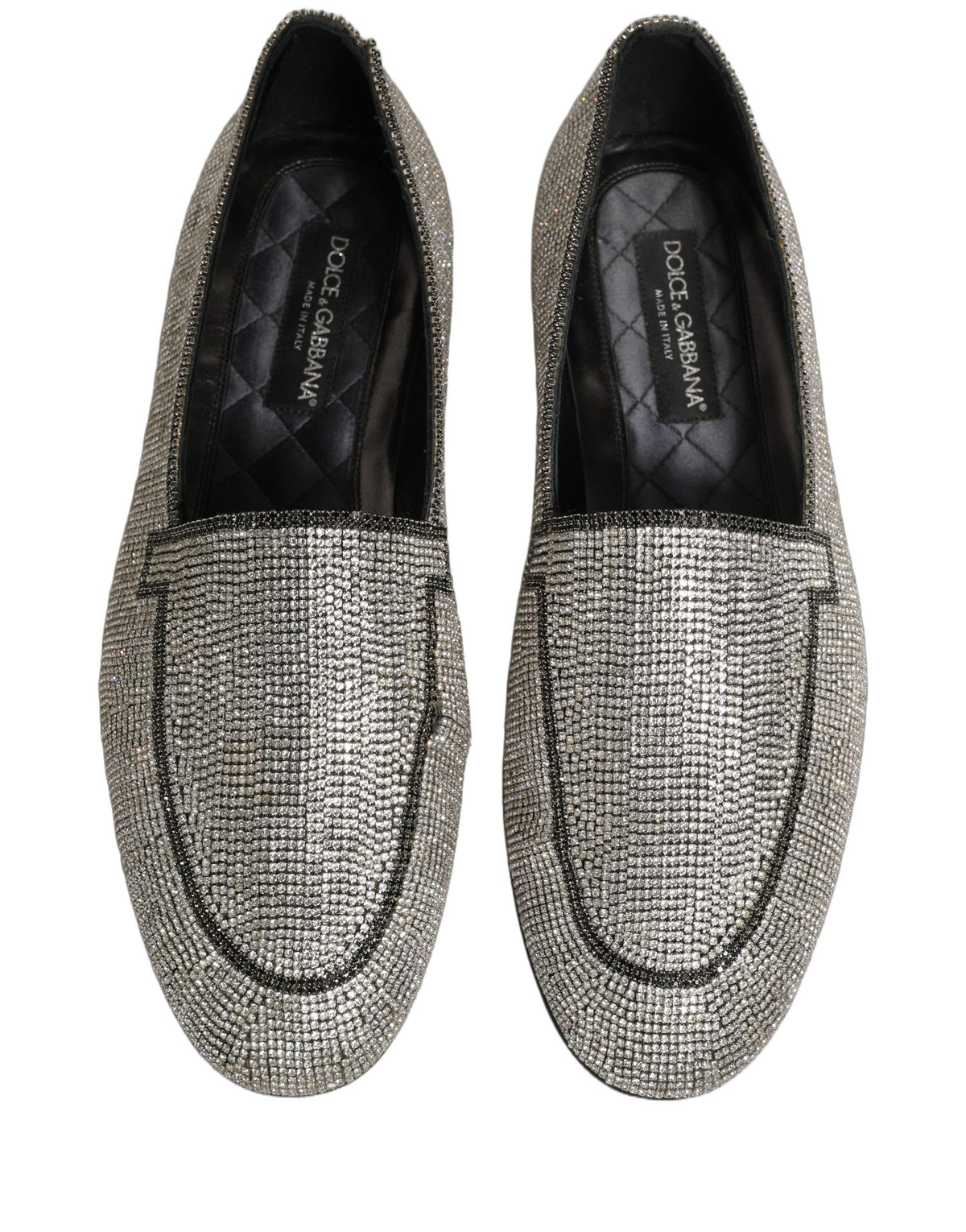 Silver Crystal Embellished Men Loafers Shoes