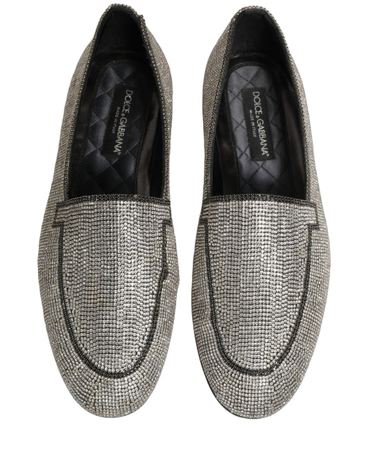 Silver Crystal Embellished Men Loafers Shoes