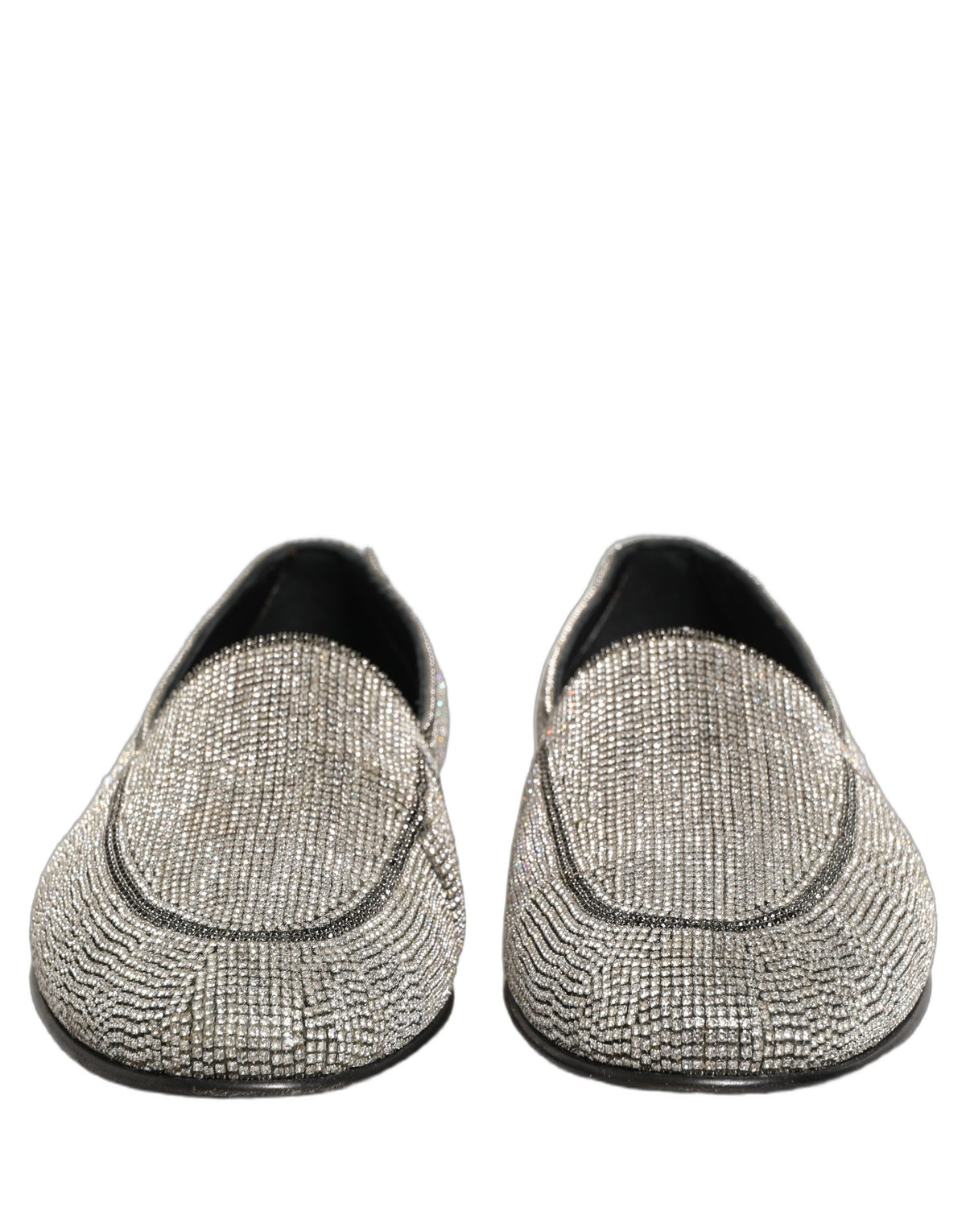 Silver Crystal Embellished Men Loafers Shoes